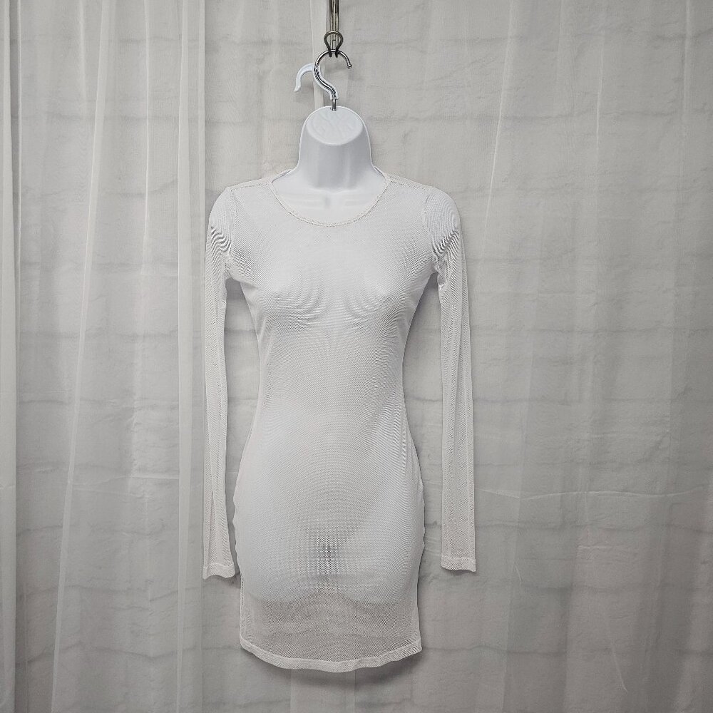 Forever 21 White Mesh Mini Dress Y2K Party Club Sheer Fairy Grunge Bodycon S
